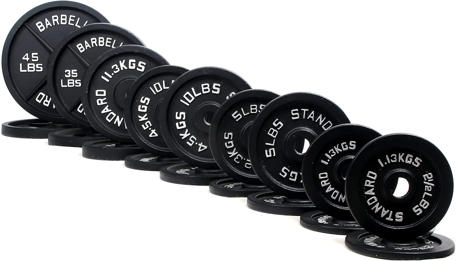 Signature Fitness Olympic 2-Inch Cast Iron Weight Plates Set