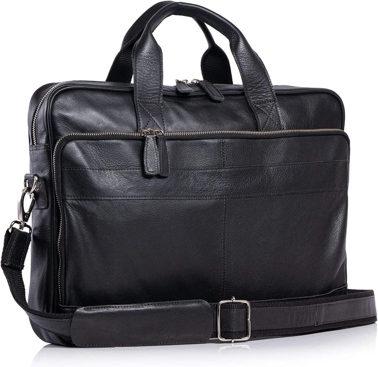 KomalC 16 Inch Leather Briefcase for Men and Women Office Use