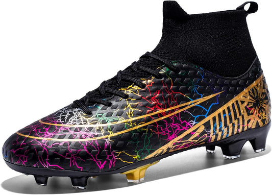 Mens Soccer Cleats Tops Lace-Up Non-Slip Spikes for Outdoor Play