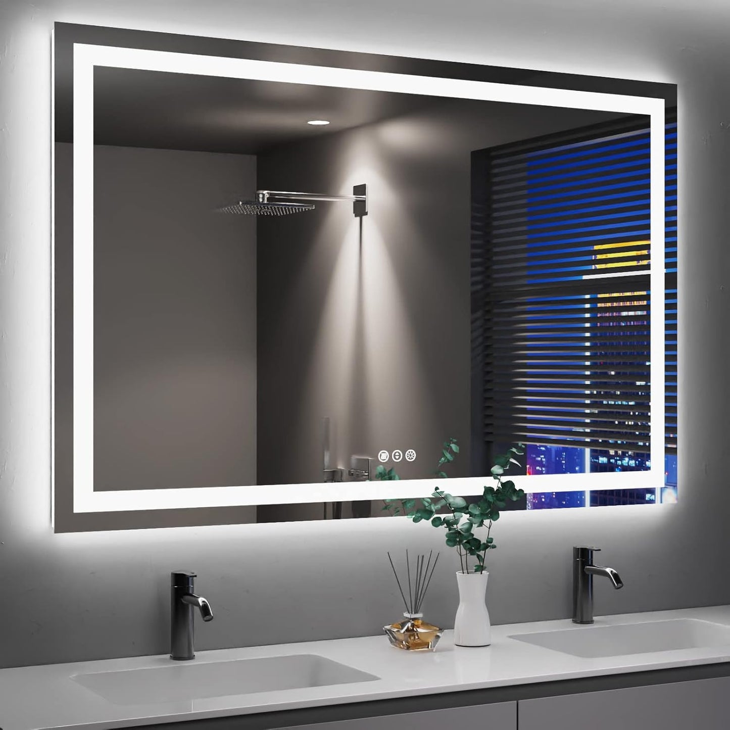 Amorho LED Bathroom Mirror 55X40 with Front and Backlight