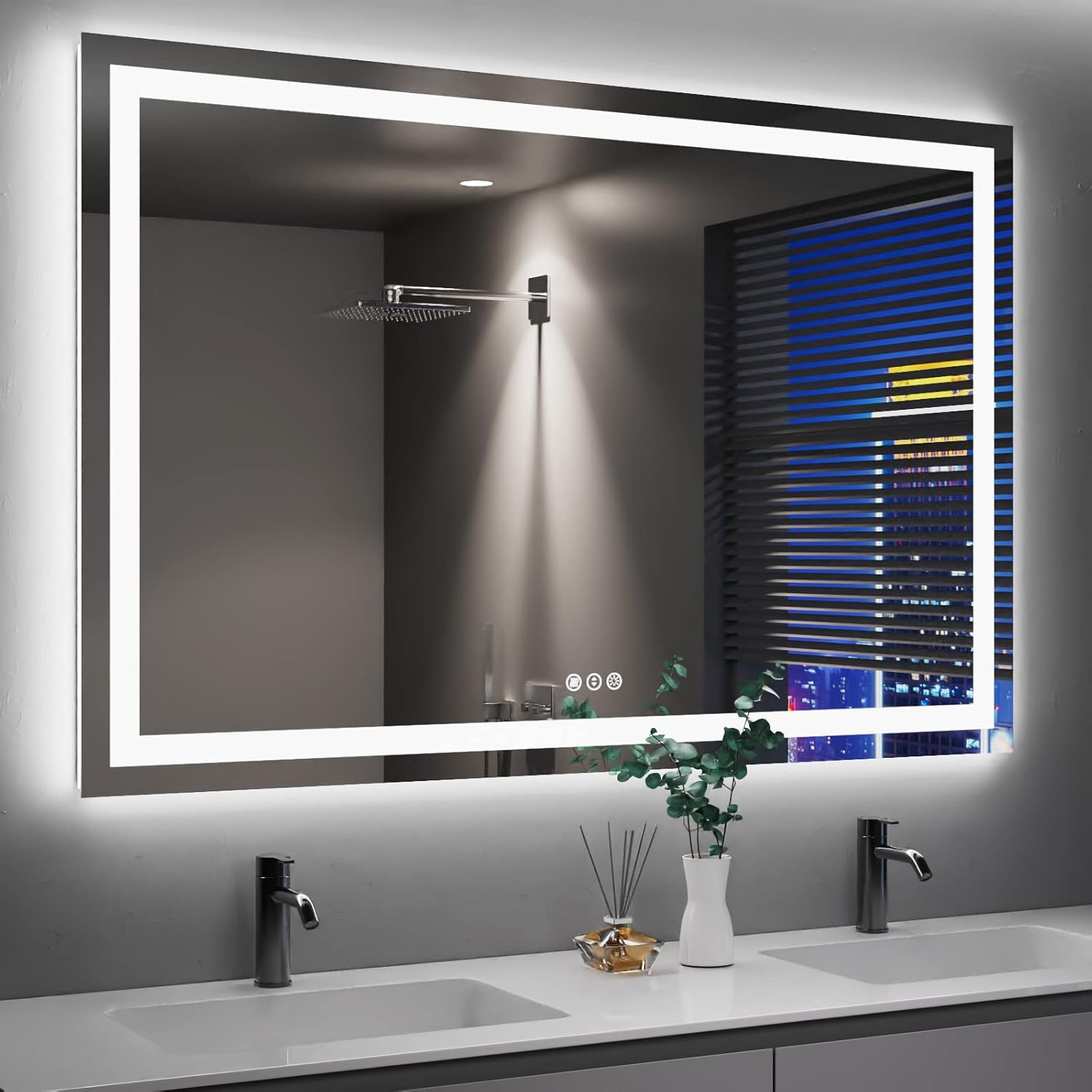 Amorho LED Bathroom Mirror 55X40 with Front and Backlight