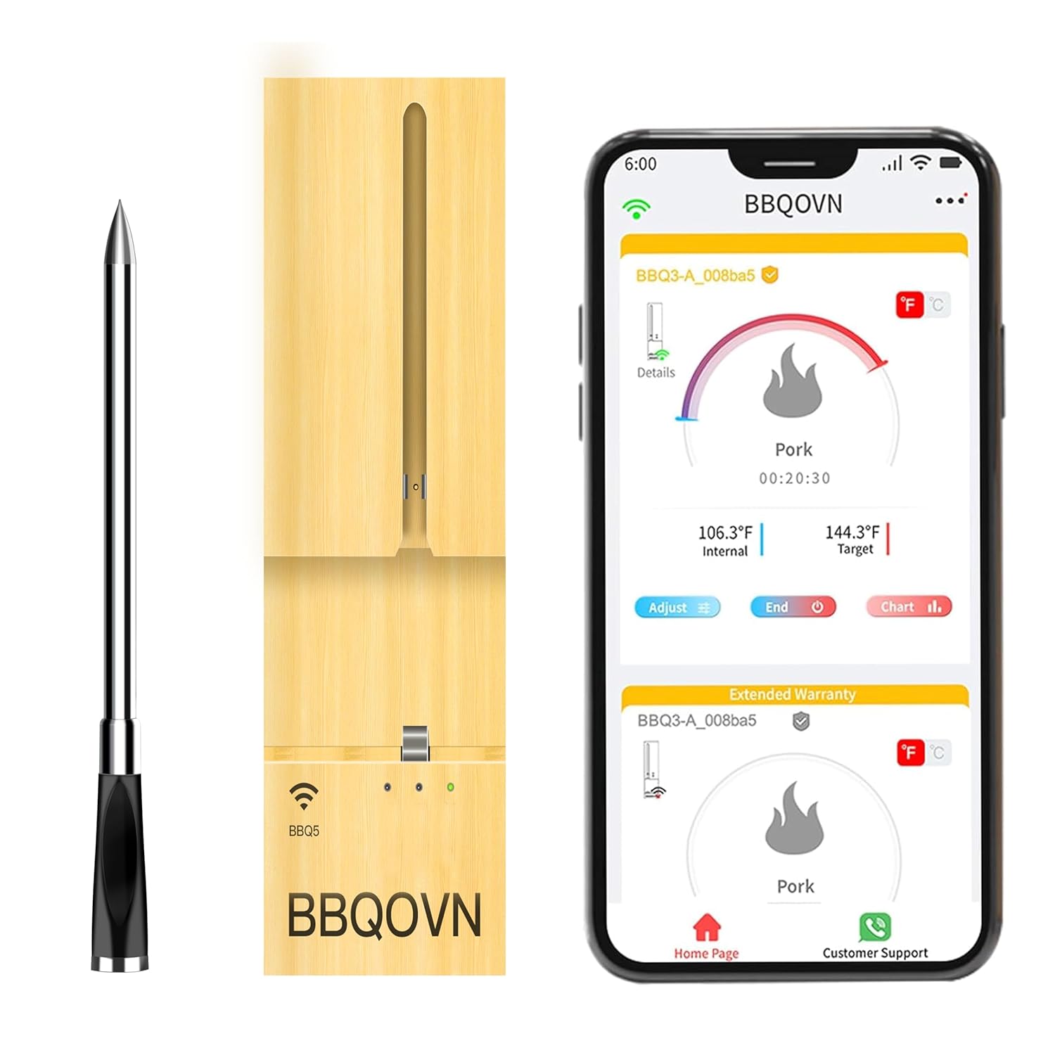 Wireless BBQOVN Thermometer: 7 Sensors, Unlimited Range