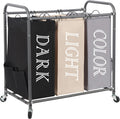 STORAGE MANIAC 3 Section Laundry Sorter - Large Capacity Rolling