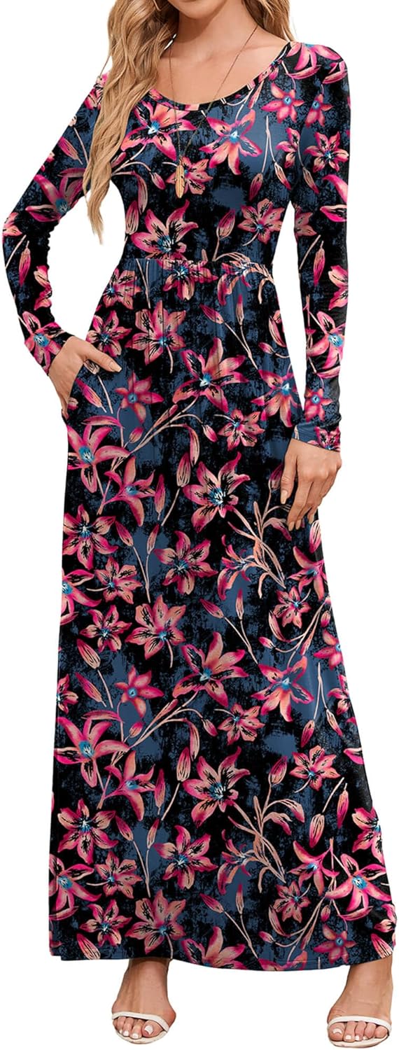 DEARCASE Women's Maxi Dress with Pockets for Casual Wear