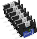 6-Pack Laminated Black on White Label Tape for Brother Printers