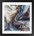 Frame Amo 23x24 Black Solid Wood Poster Frame with White Mat - Gallery