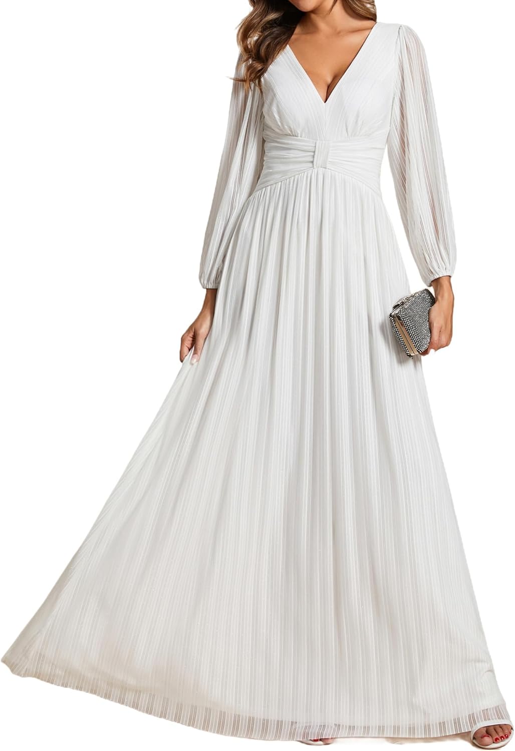 Glamorous A-Line Long Lantern Sleeves Evening Dress for All Occasions