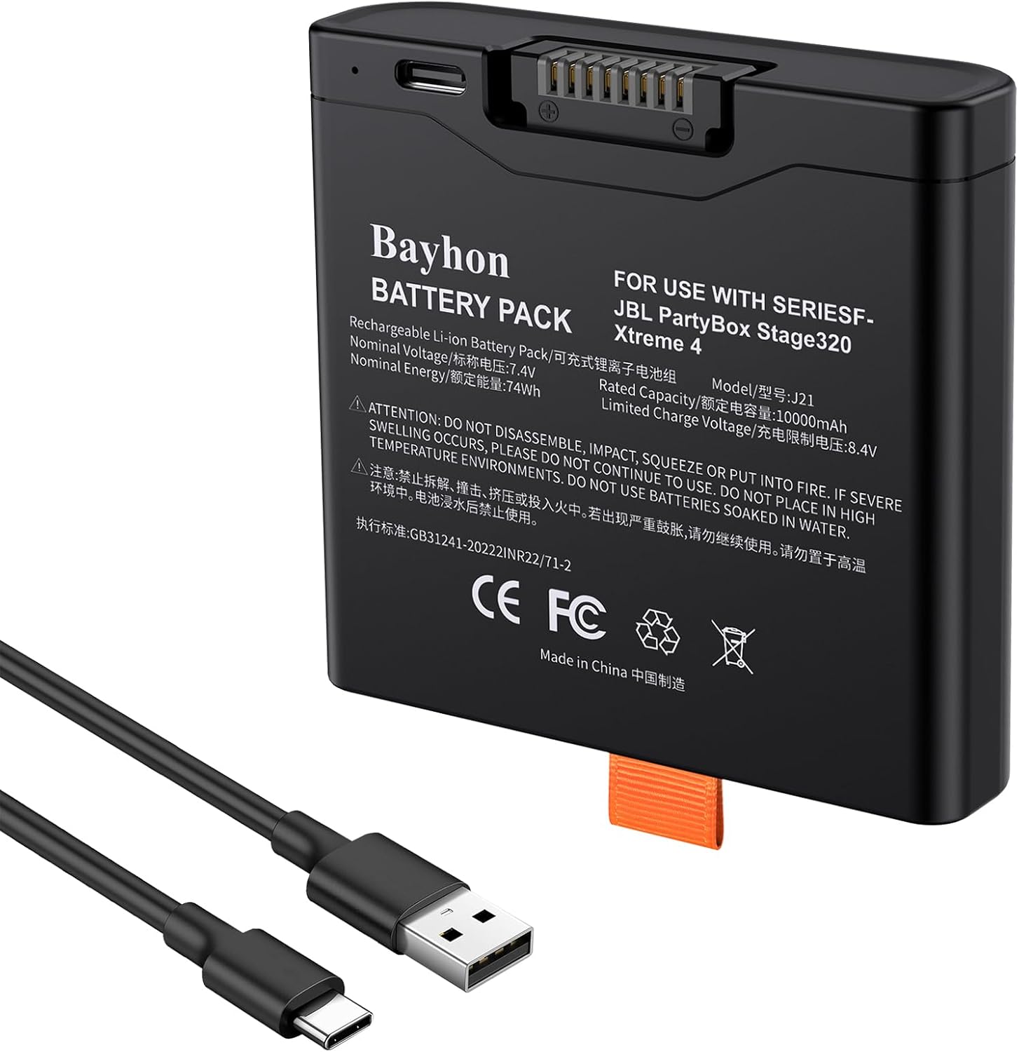 10000mAh Rechargeable Lithium-ion Battery for JBL Speakers