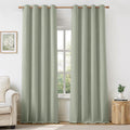HOMEIDEAS Sage Green Linen Blackout Curtains for Bedroom