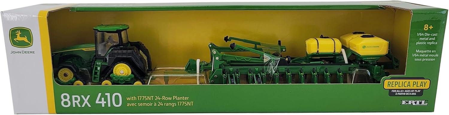 John Deere 1/64 8RX 410 Tractor with 1775NT Planter Toy Review