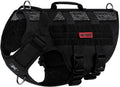 No Pull Tactical Dog Harness XL Black - Breathable Mesh Service Vest
