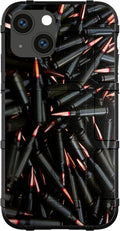 Rugged Shield iPhone 13 Mini Case - Black Rifle Bullets Print