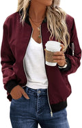 Ecowish Women's Floral Zip Up Bomber Jacket - Lightweight Layering