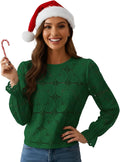 Eyelet Long Sleeve Lace Blouse - Dressy Crochet Embroidered Top