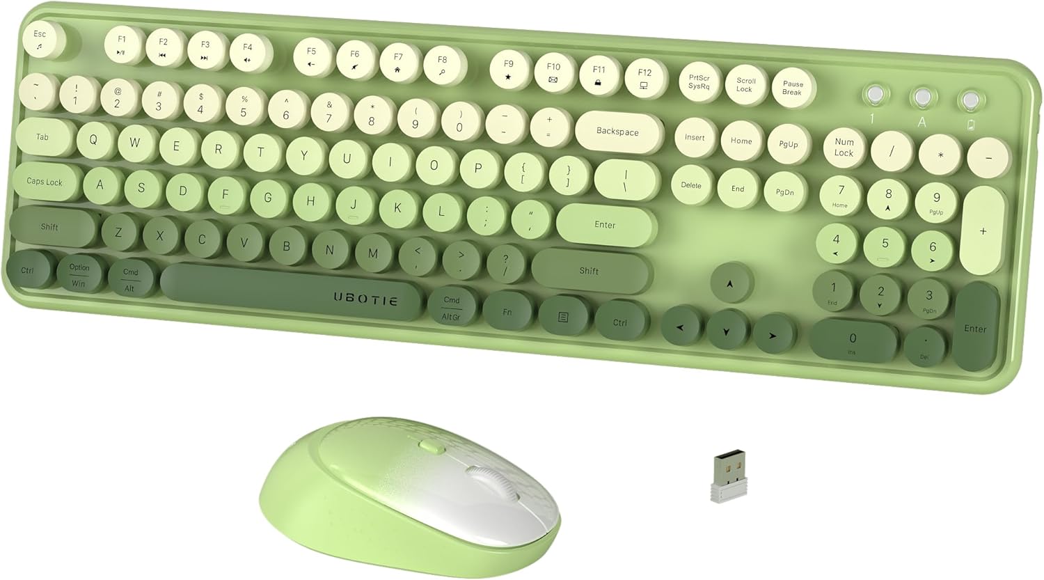 xUBOTIE Wireless Keyboard and Mouse Combo with Colorful Keycaps