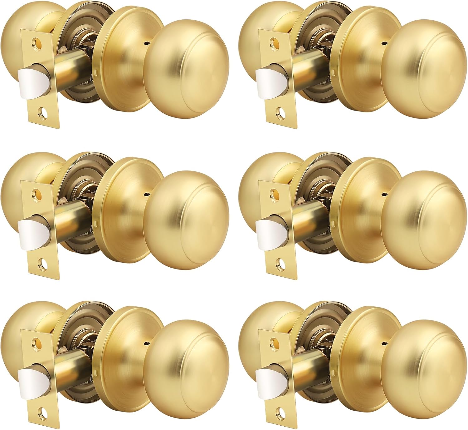 Probrico 6 Pack Gold Passage Door Knob for Hallway and Closet