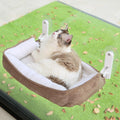 Foldable Cat Hammock Window Perch with Bolster - Cordless Brown/White