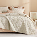 Litanika Beige King Size Quilt Bedding Set - Lightweight Diamond Quilt