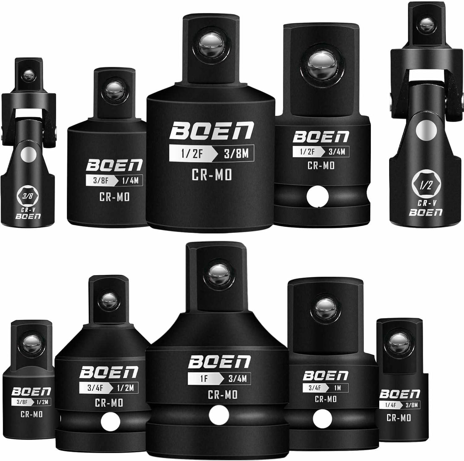 BOEN 10-Piece Impact Socket Adapter Set for Versatile Use