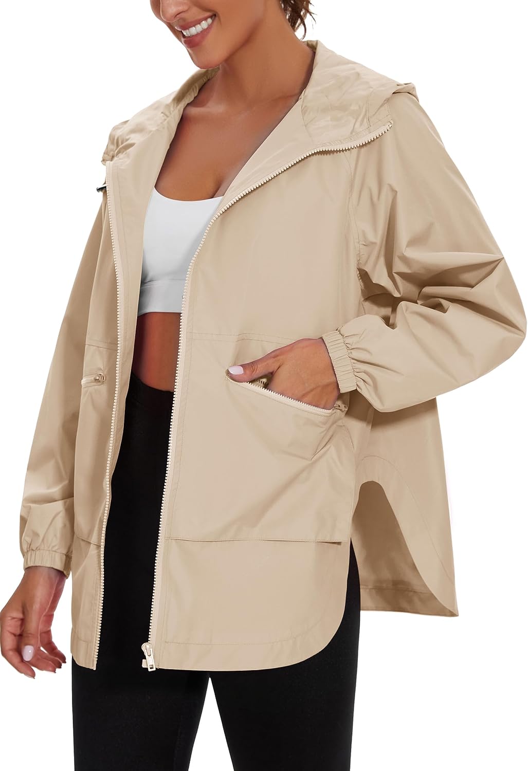 PESION Womens Waterproof Raincoat Lightweight Windbreaker Jacket