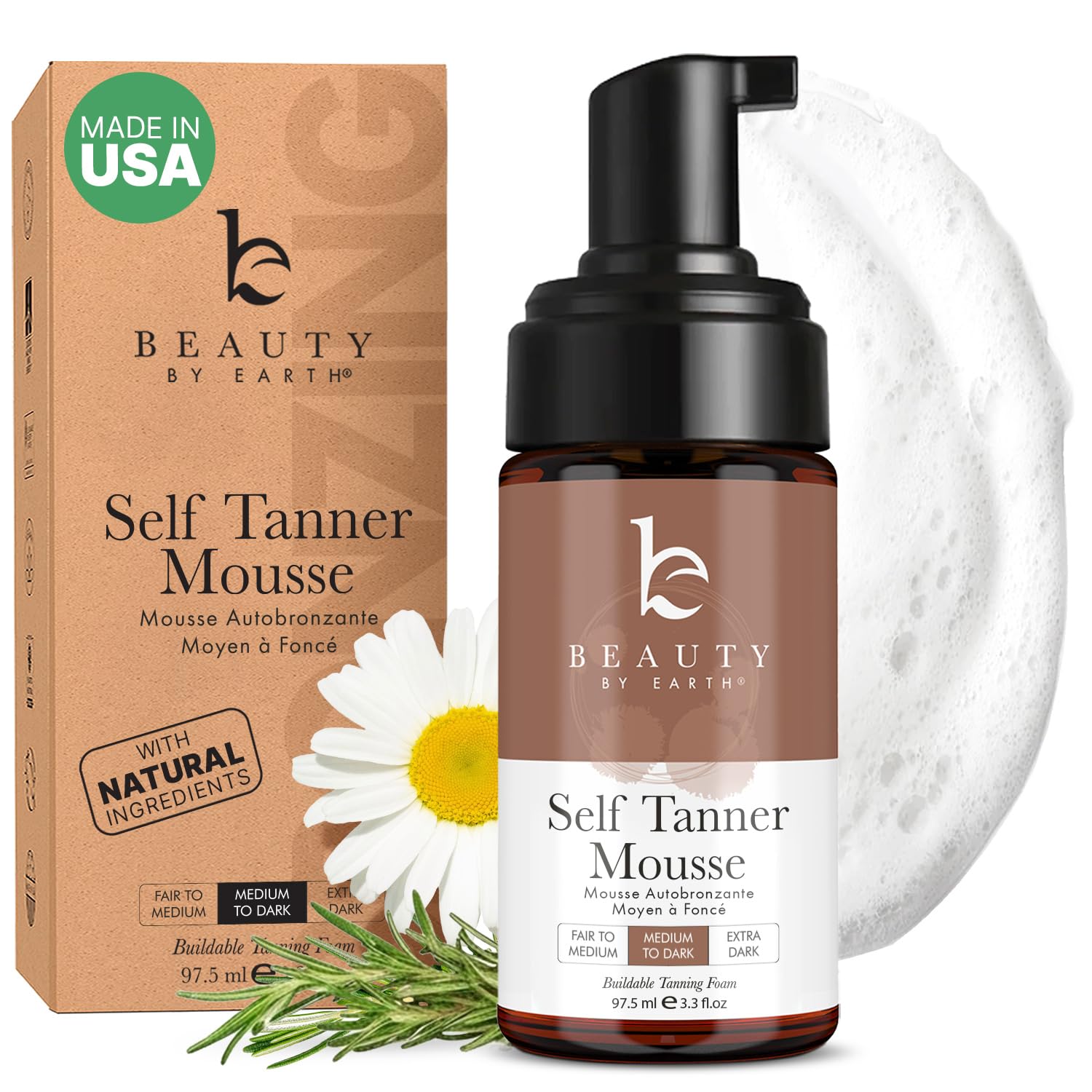 Self Tanner Mousse for Dark Tan - Natural & Organic Formula