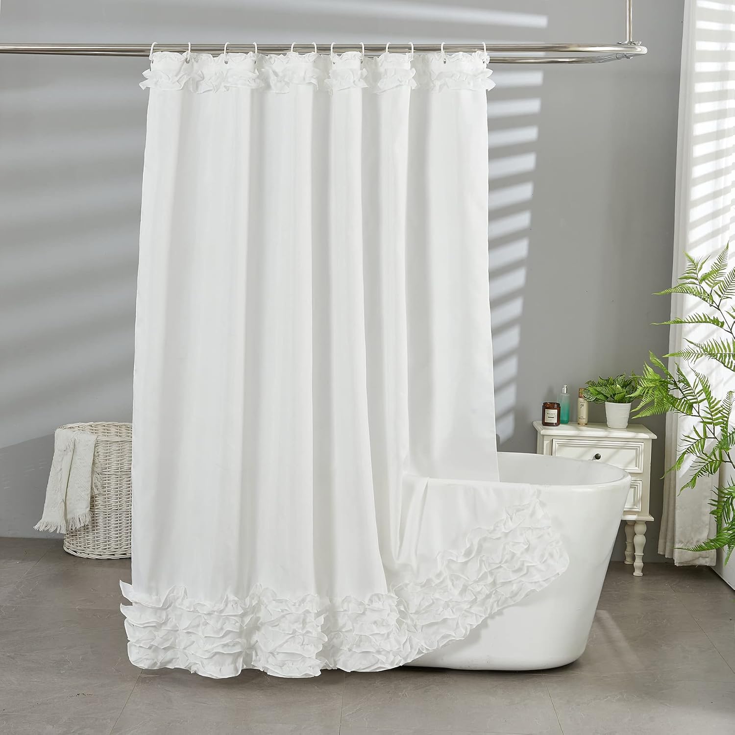 YINNAZI Luxury Waterproof Ruffle Shower Curtain - Hotel Quality, Machine Washable