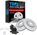 TRQ Performance Brake Rotor Drilled Slotted Coated & Semi-Metallic Pad