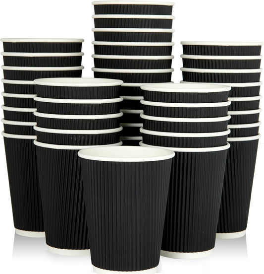 JollyPack 60-Pack 12 oz Black Ripple Hot Cups - Perfect for Any Occasion!