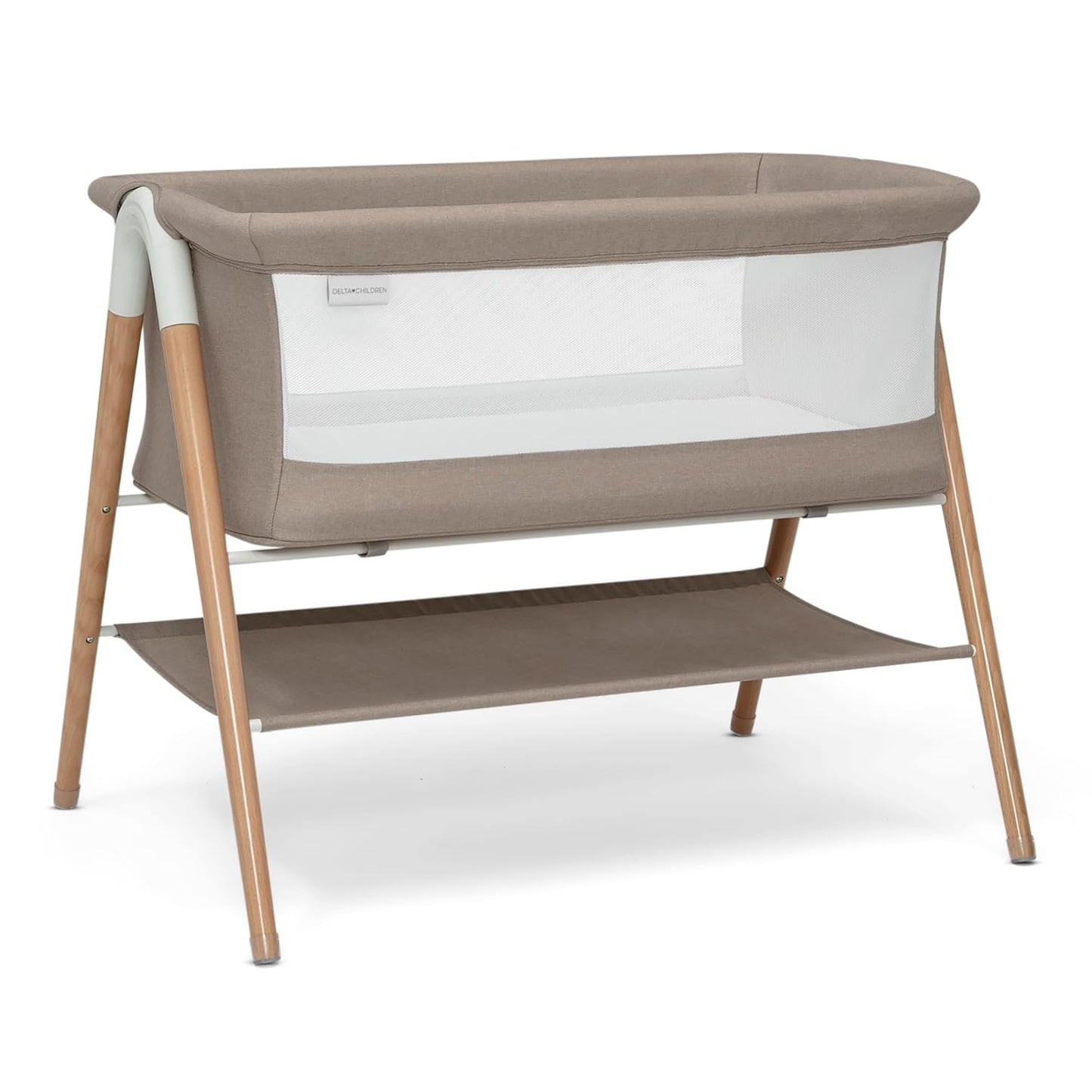 Delta Children Bondi Beechwood Bassinet with Breathable Mesh Sheet