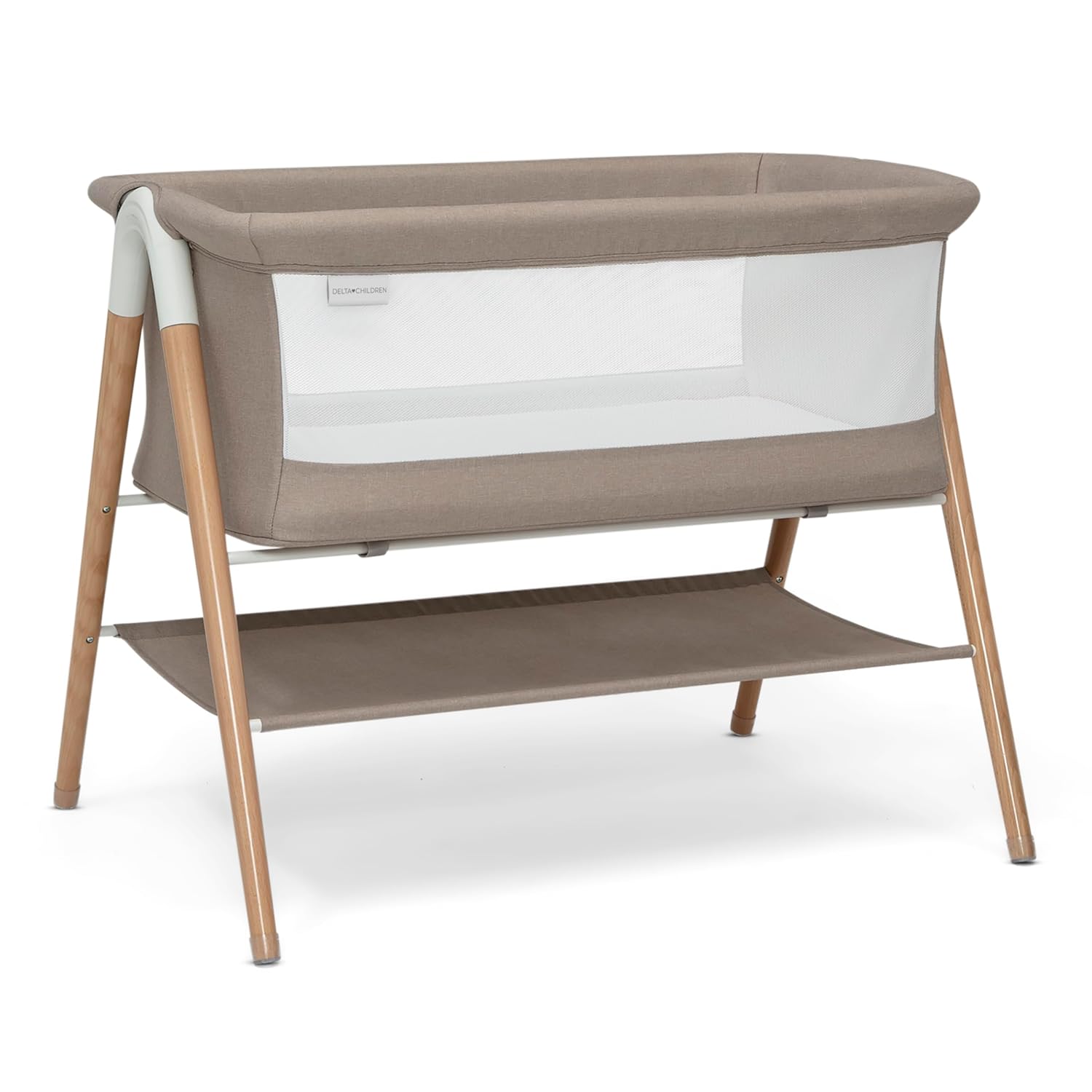 Delta Children Bondi Beechwood Bassinet with Breathable Mesh Sheet