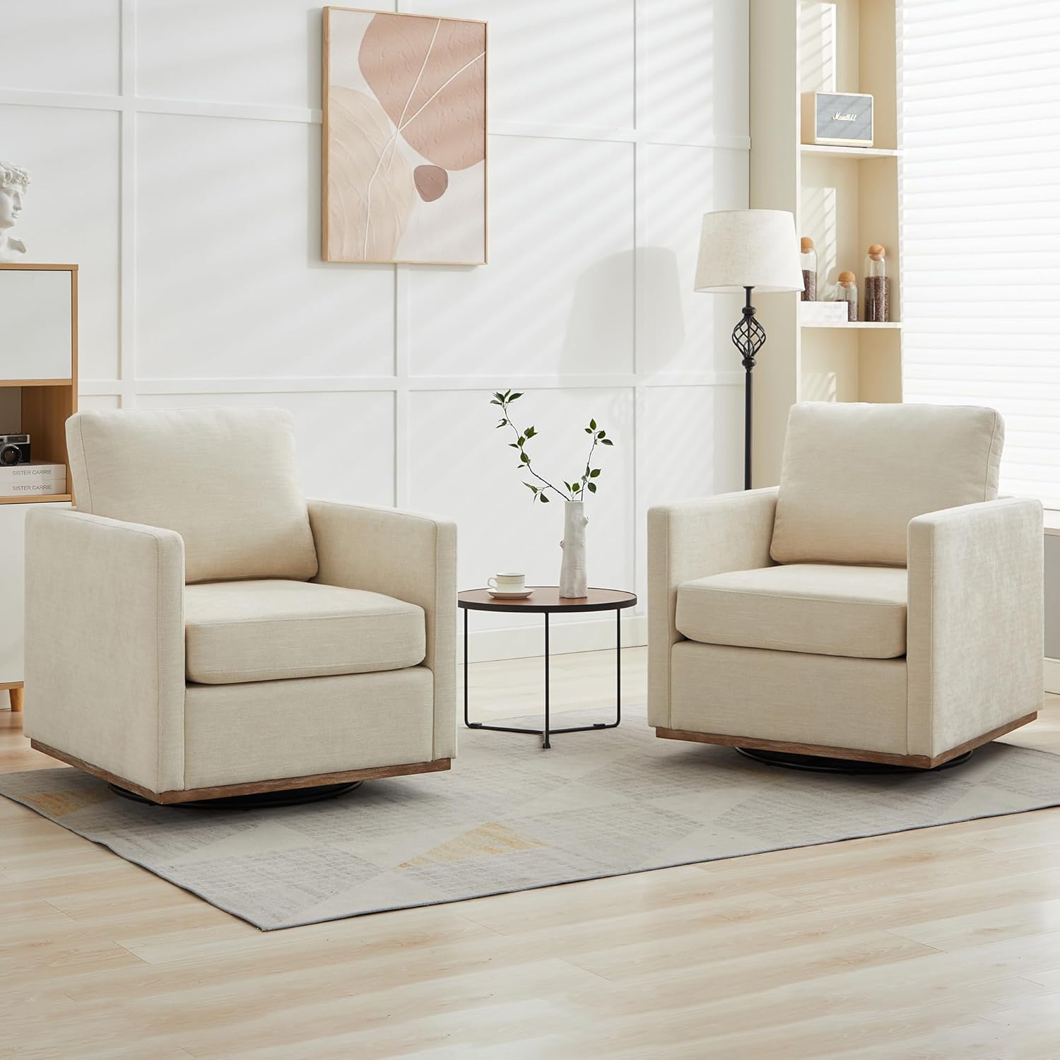 Mid Century Modern Swivel Accent Chairs x2: Comfy, Stylish Living Room Upgrade