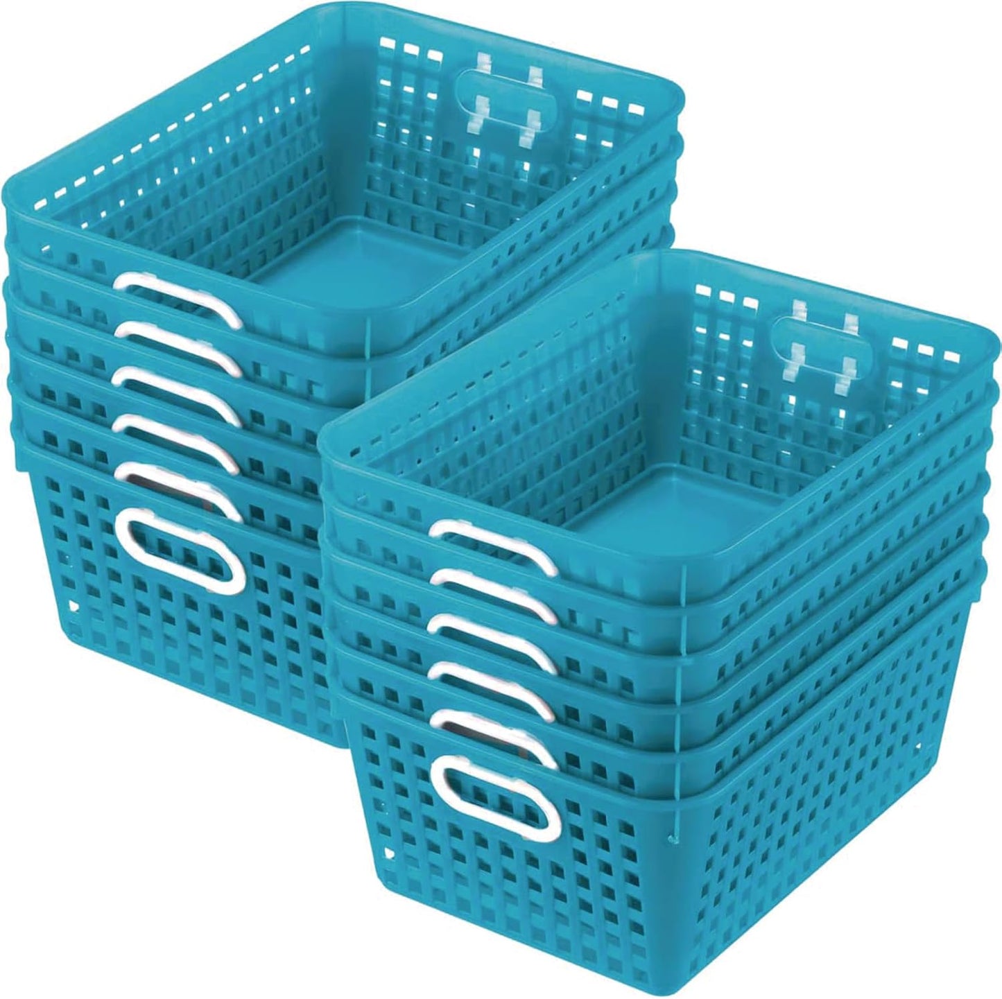 Multi-Purpose Plastic Storage Baskets for Classroom Use - Set of 12