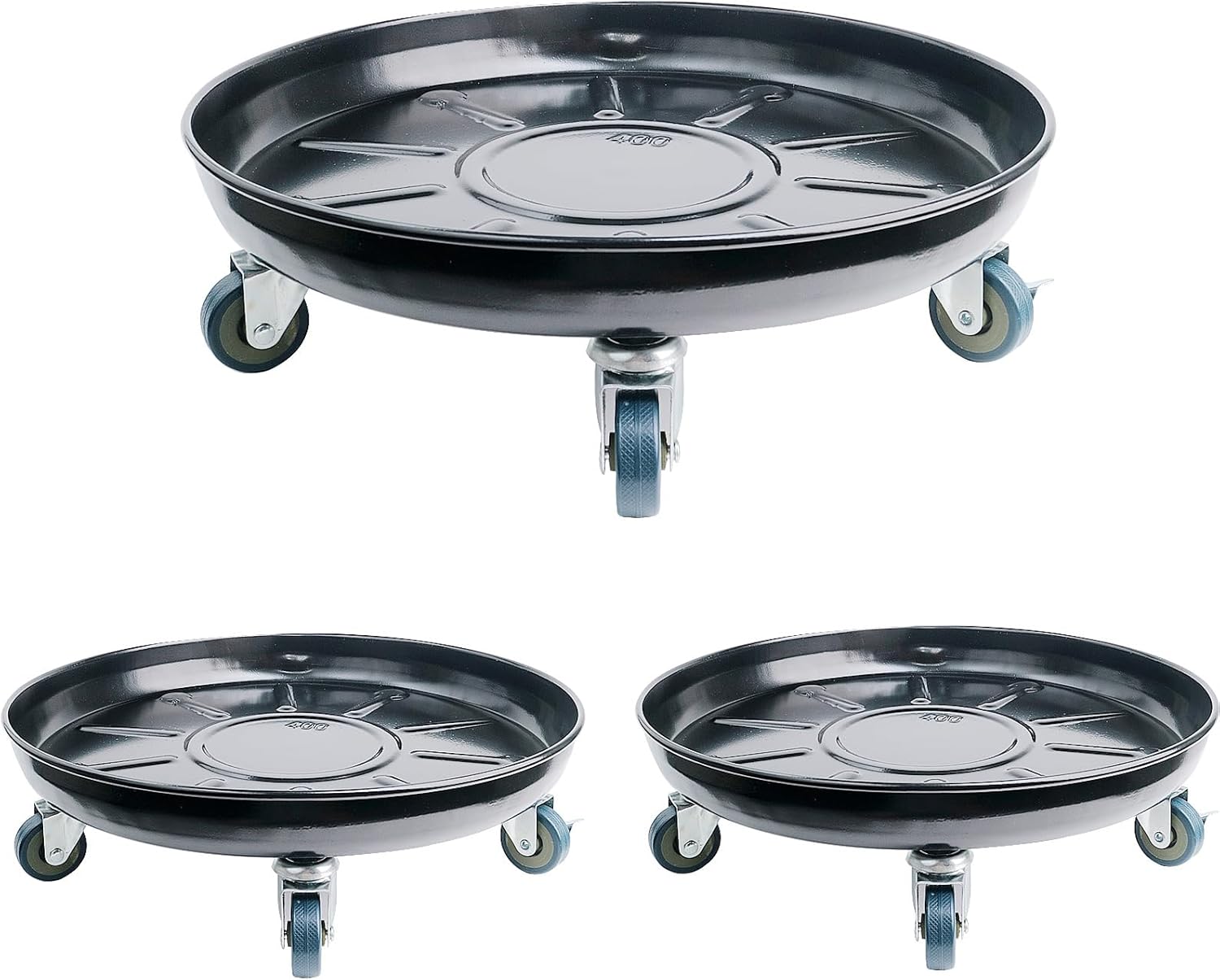 12in 3Pack Metal Plant Caddy with Wheels for Easy Maneuvering