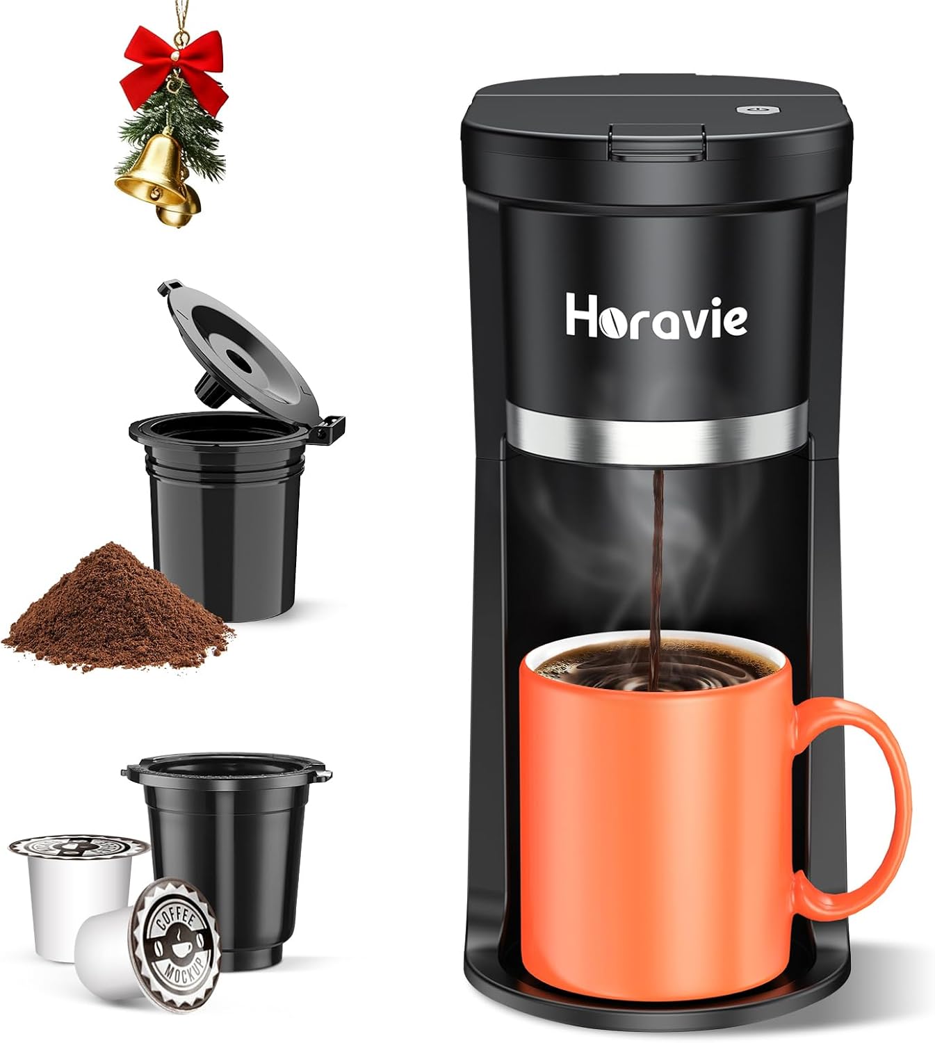 Small Single Serve Coffee Maker for K Cup and Grounds Brewing