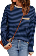 LILLUSORY Womens Striped Soft Knit Pullover Sweater - Relaxed Fit be