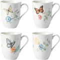 Lenox Butterfly Meadow 4-Piece Mug Set - Classic Floral Mugs