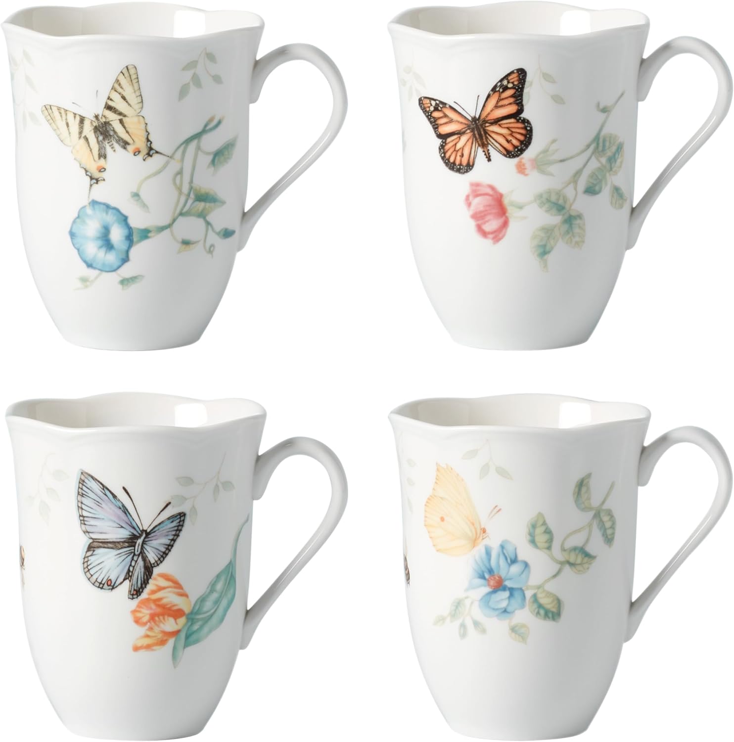 Lenox Butterfly Meadow 4-Piece Mug Set for Elegant Dining