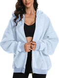 FAIABLE Womens Mens Acid Wash Heavyweight Zip Up Hoodie - Oversized