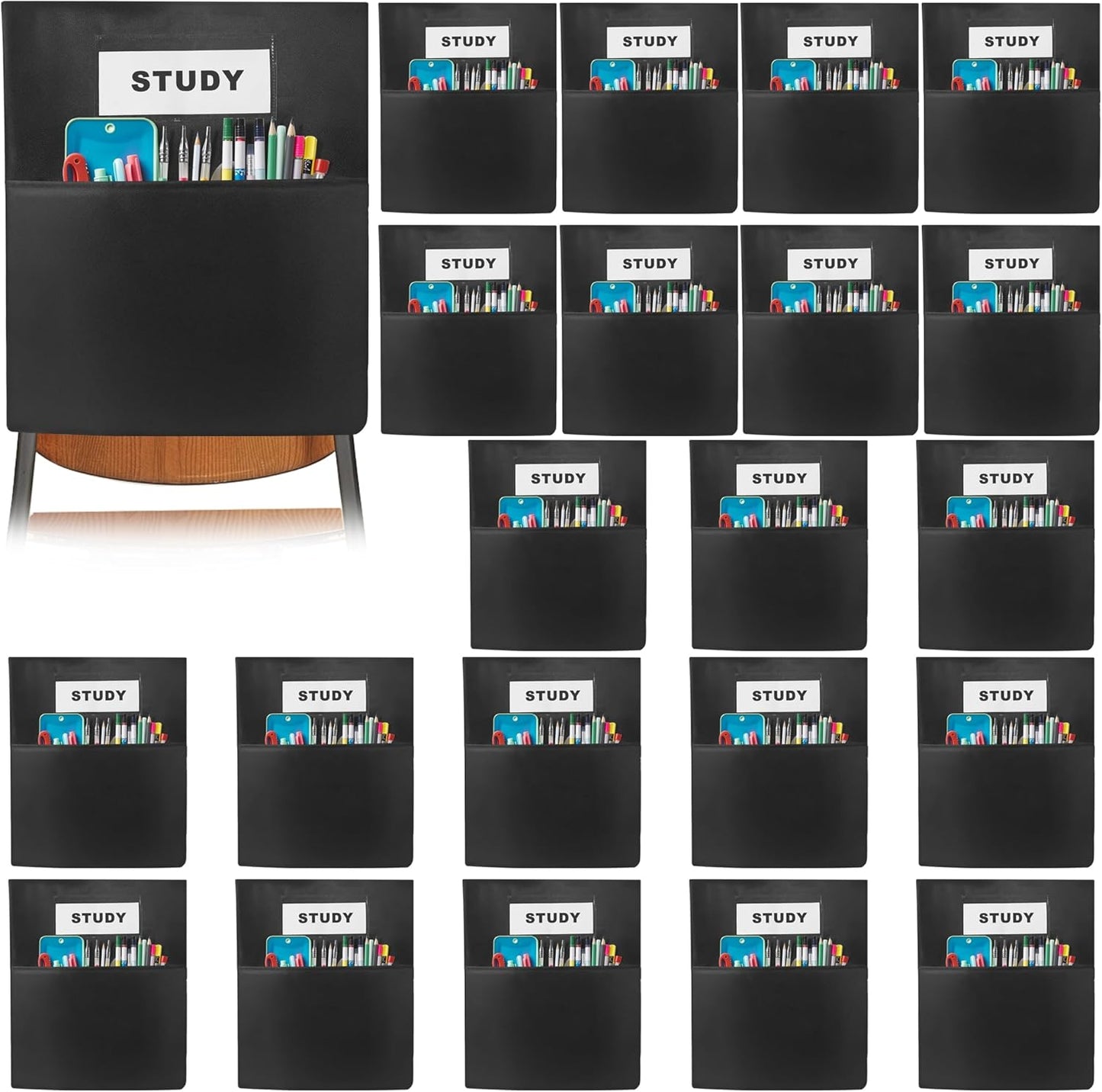 24 PCS Chair Pockets for Classrooms - Extra Large Storage Solution