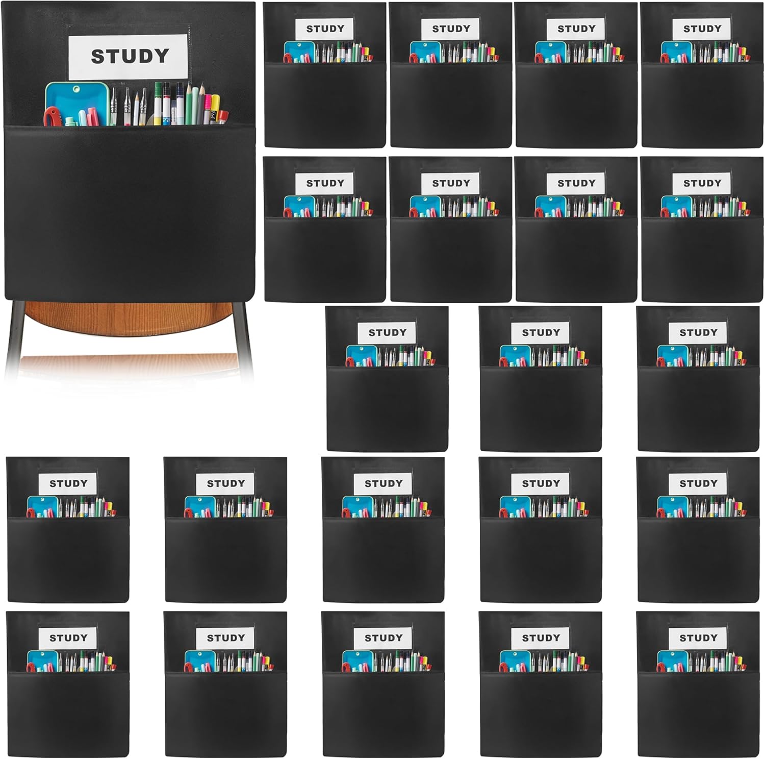 24 PCS Chair Pockets for Classrooms - Extra Large Storage Solution