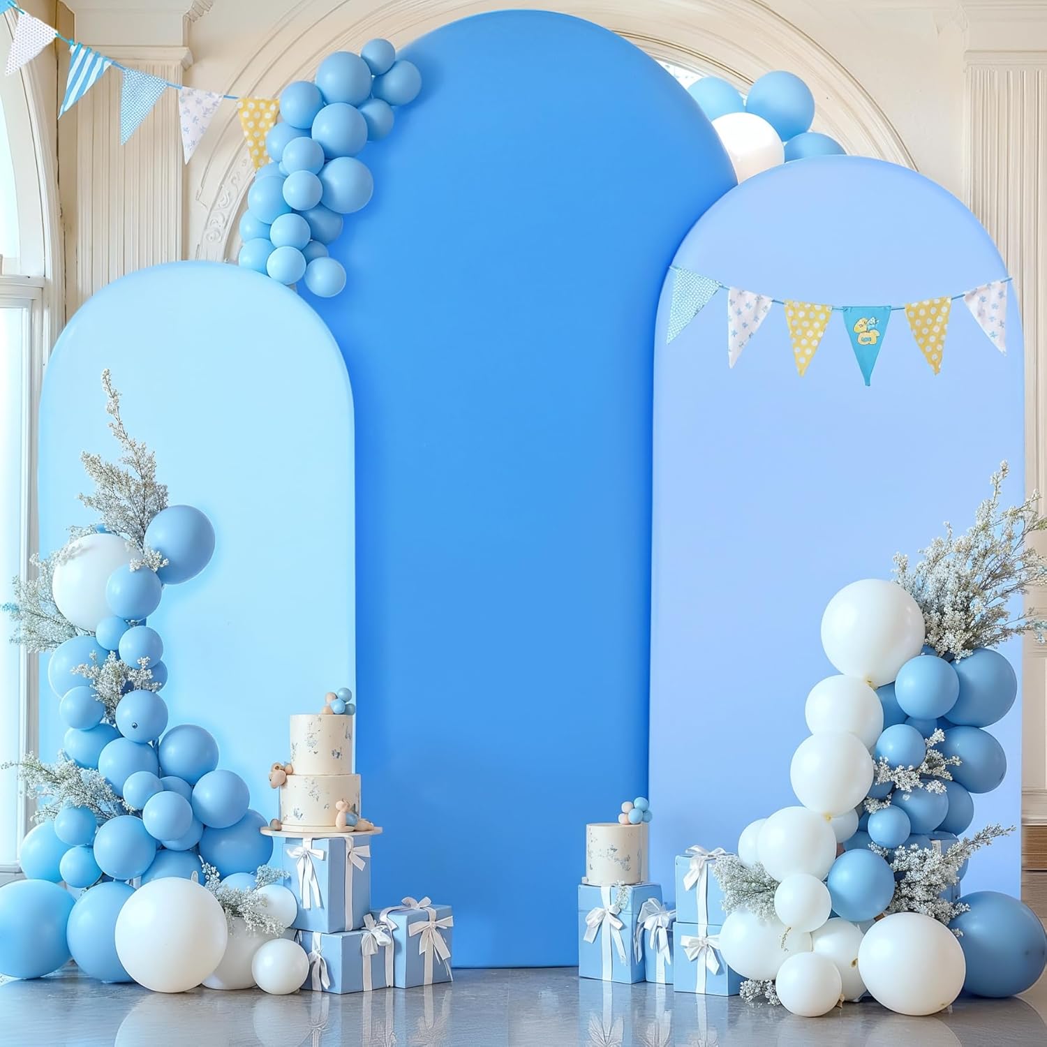 Blue Arch Backdrop Cover Set for Weddings and Parties