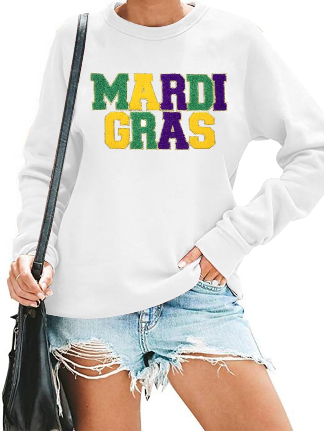 FAYALEQ Mardi Gras Sweatshirt - Festive Tie Dye Top