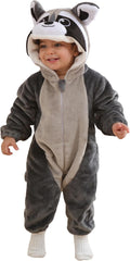 Unisex Baby Raccoon Onesie Toddler Hooded Romper - Warm Flannel