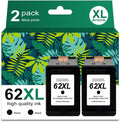 Compatible 62XL Ink Cartridges Replacement 2 Pack - High Yield Black