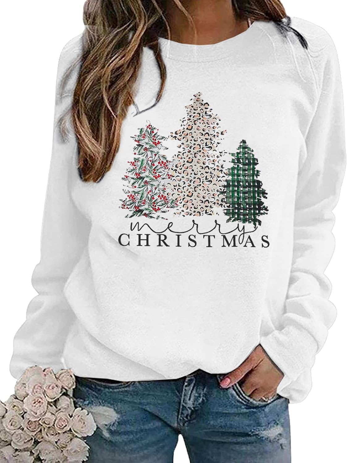 Merry Christmas Plaid Sweatshirt - Festive & Lightweight!