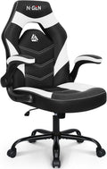 N-GEN Video Gaming Chair White PU Leather - Ergonomic Lumbar Support