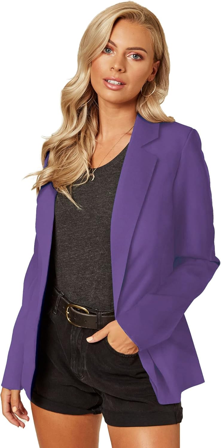 UNIQUE 21 Women's One Button Boyfriend Blazer for Work Casual