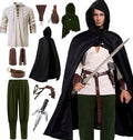 Men Renaissance Pirate Costume Set - 10 Piece Medieval Outfit