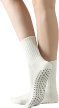 Yoga Pilates Socks with Grips for Women - Cushioned Mid Calf Crew