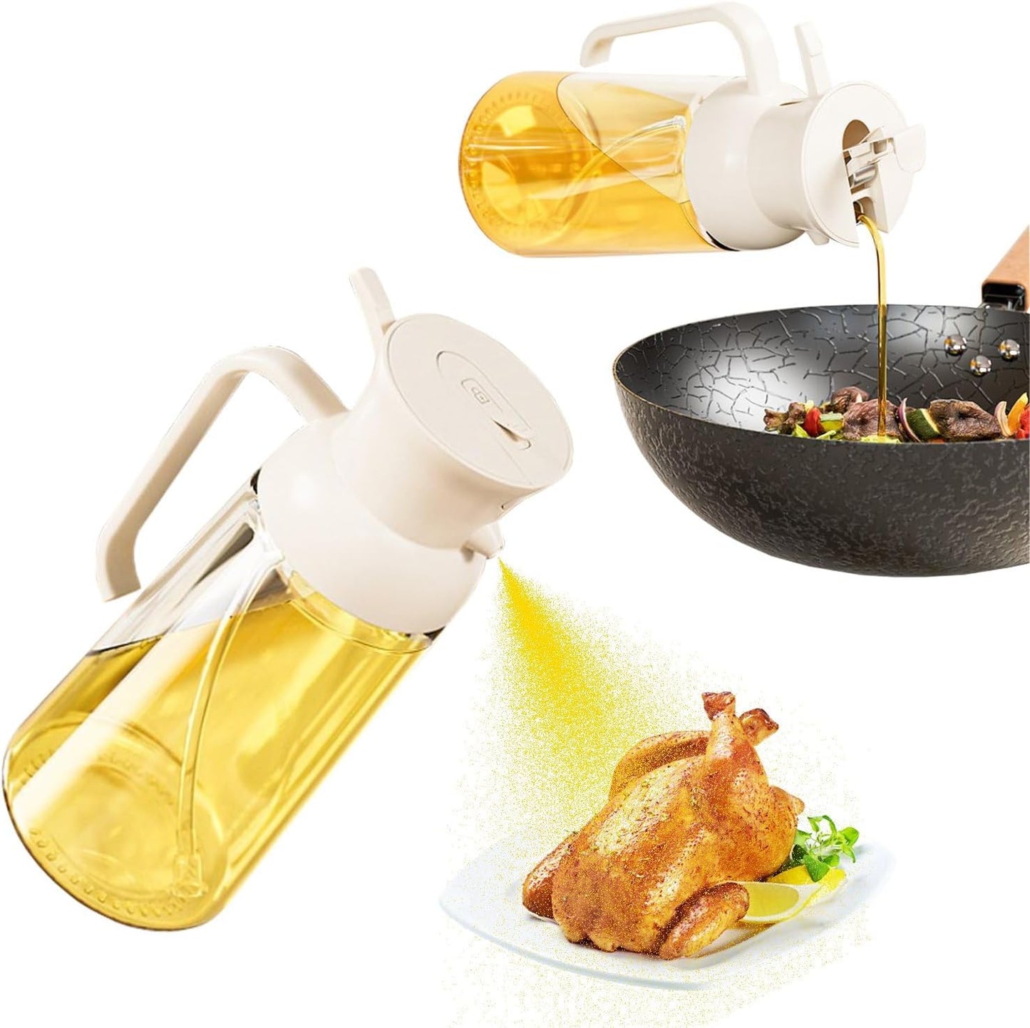 Besosay Glass Oil Sprayer - Huge 550ml Capacity